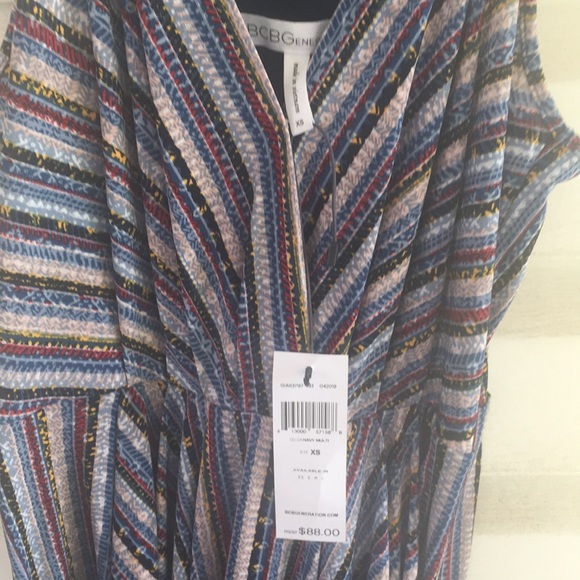 NWT multi navy stripe printed midi dress - Picture 2 of 6